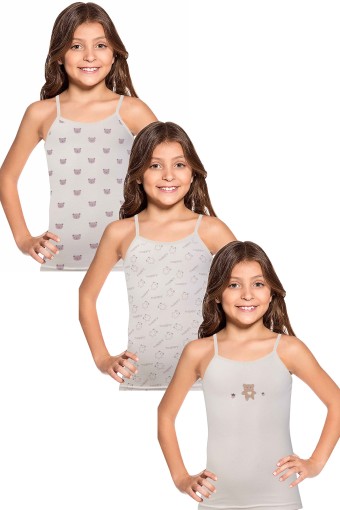 Domi - Domi Kids Kız Çocuk Atlet İp Askılı Desenli