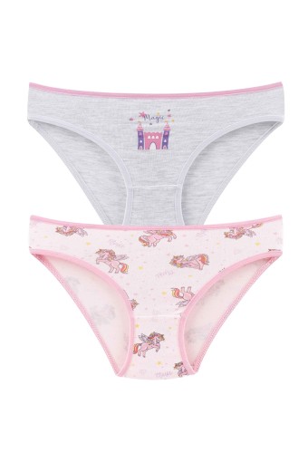 Domi - Domi Kids Kız Çocuk Bikini Külot 2'li - Asorti