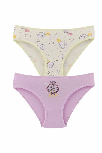 Domi - Domi Kids Kız Çocuk Bikini Külot 2'li - Asorti