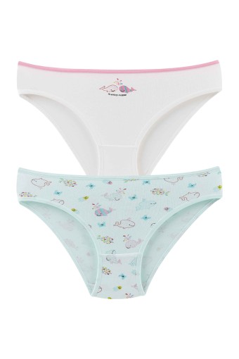 Domi - Domi Kids Kız Çocuk Bikini Külot 2'li - Asorti