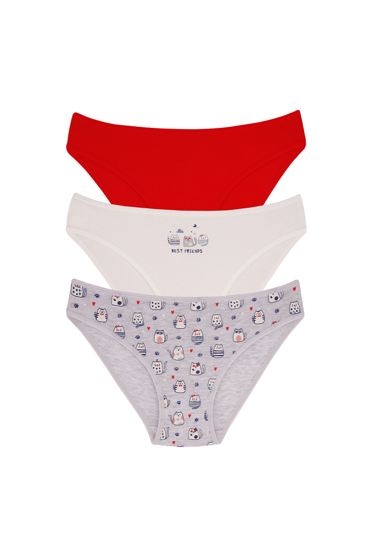 Domi Kids Kız Çocuk Bikini Külot 3'lü - Asorti - Thumbnail