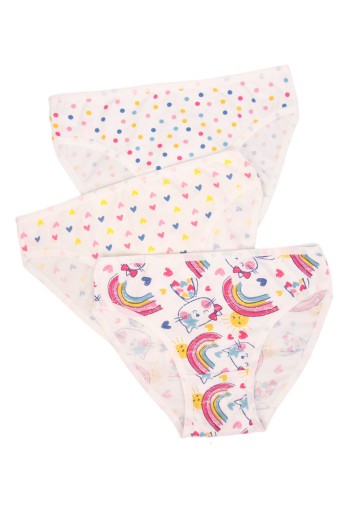 Domi - Domi Kids Kız Çocuk Bikini Külot 3'lü - Asorti