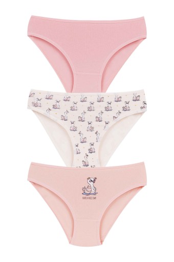 Domi - Domi Kids Kız Çocuk Bikini Külot 3'lü - Asorti