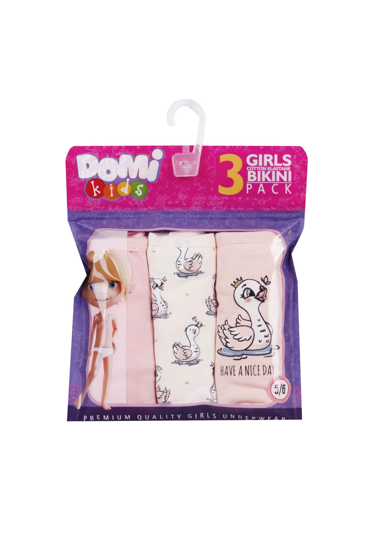 Domi Kids Kız Çocuk Bikini Külot 3'lü - Asorti - Thumbnail