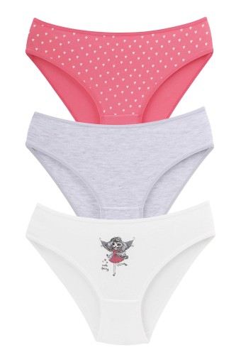 Domi - Domi Kids Kız Çocuk Bikini Külot 3'lü - Asorti
