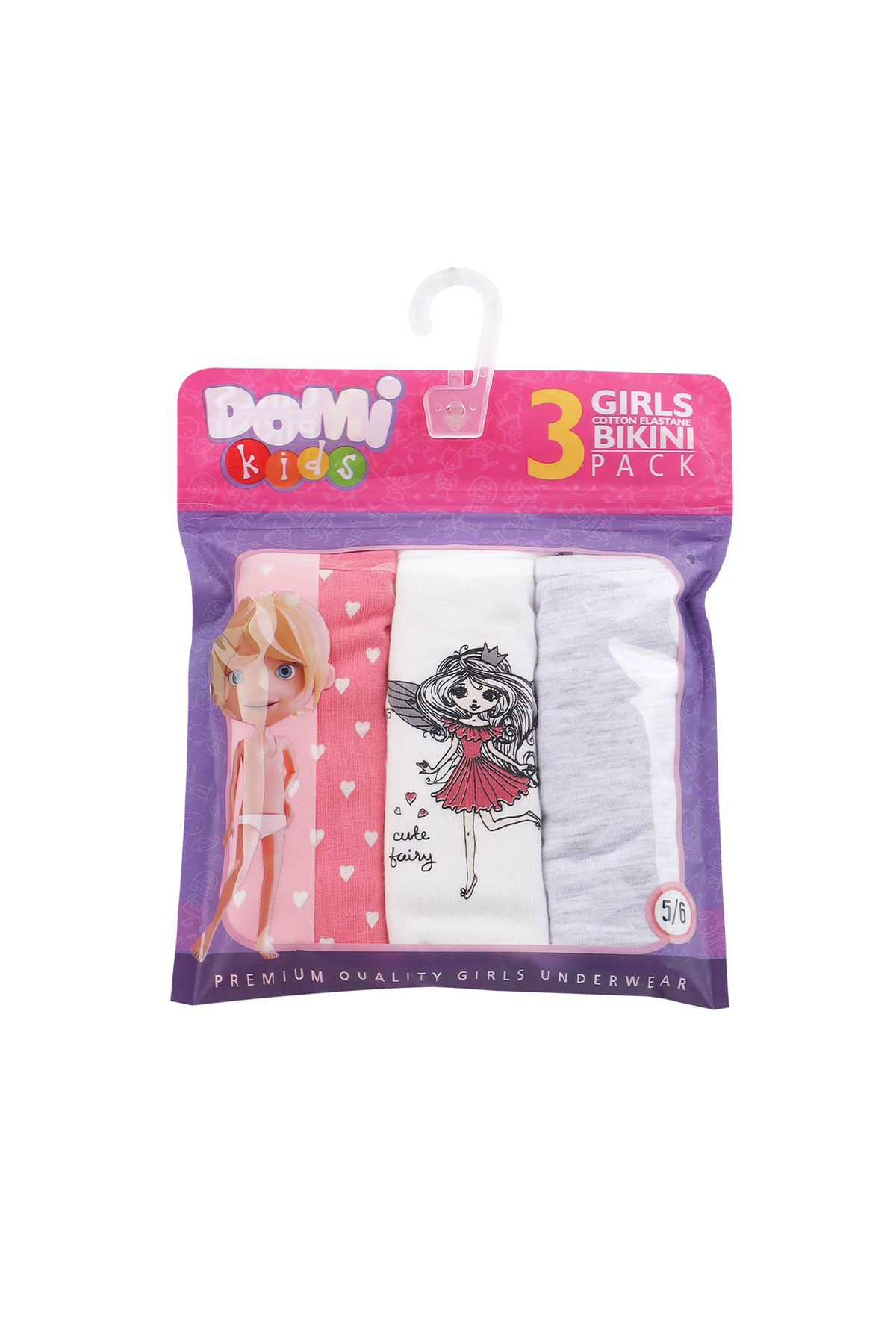 Domi Kids Kız Çocuk Bikini Külot 3'lü - Asorti - Thumbnail