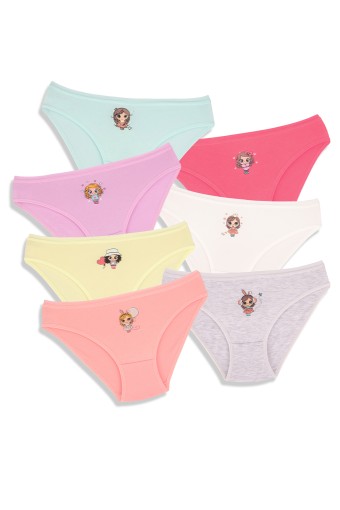 Domi - Domi Kids Kız Çocuk Bikini Külot 7'li - Asorti