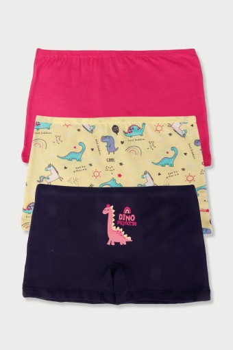 Domi - Domi Kids Kız Çocuk Boxer 3'lü - Asorti
