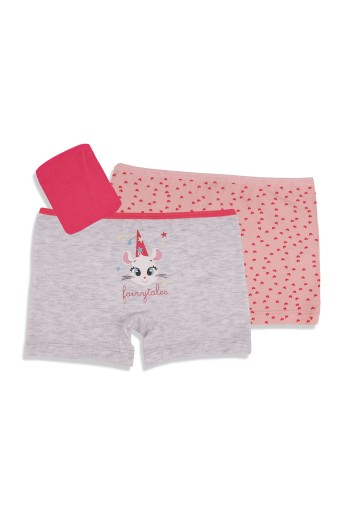 Domi - Domi Kids Kız Çocuk Boxer 3'lü - Asorti