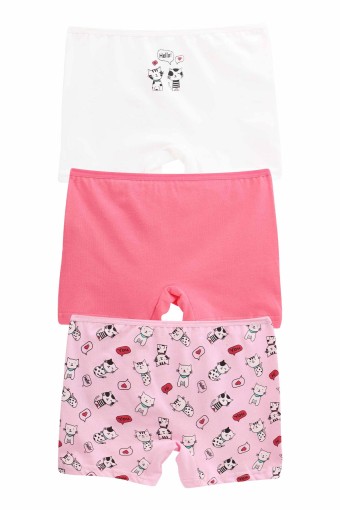 Domi - Domi Kids Kız Çocuk Boxer 3'lü - Asorti