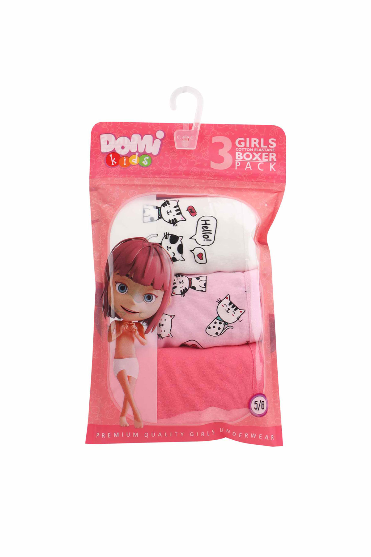 Domi Kids Kız Çocuk Boxer 3'lü - Asorti - Thumbnail