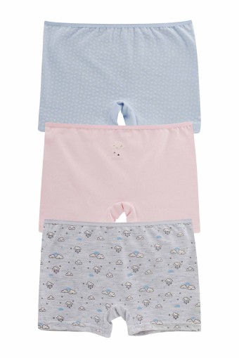 Domi - Domi Kids Kız Çocuk Boxer 3'lü - Asorti