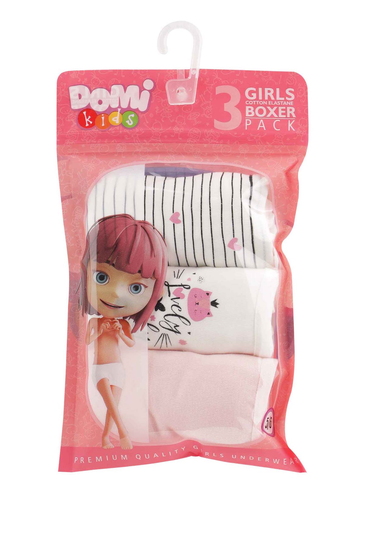 Domi Kids Kız Çocuk Boxer 3'lü - Asorti - Thumbnail