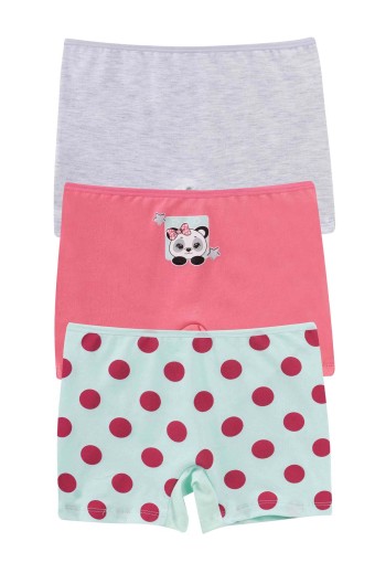 Domi - Domi Kids Kız Çocuk Boxer 3'lü - Asorti