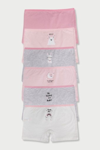 Domi - Domi Kids Kız Çocuk Boxer 6'lı - Asorti