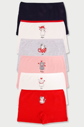 Domi - Domi Kids Kız Çocuk Boxer 6'lı - Asorti