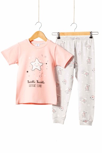 Domi - Domi Kids Kız Çocuk Pijama Takımı Little Star Baskılı - Pembe
