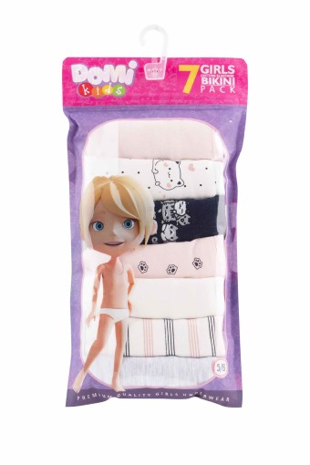 Domi - Domi Kız Çocuk Slip Külot Karışık Desenl 7'li Pamuk - Asorti (1)