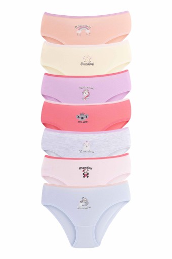Domi - Domi Kız Çocuk Slip Külot Karışık Desenl 7'li Pamuk - Asorti