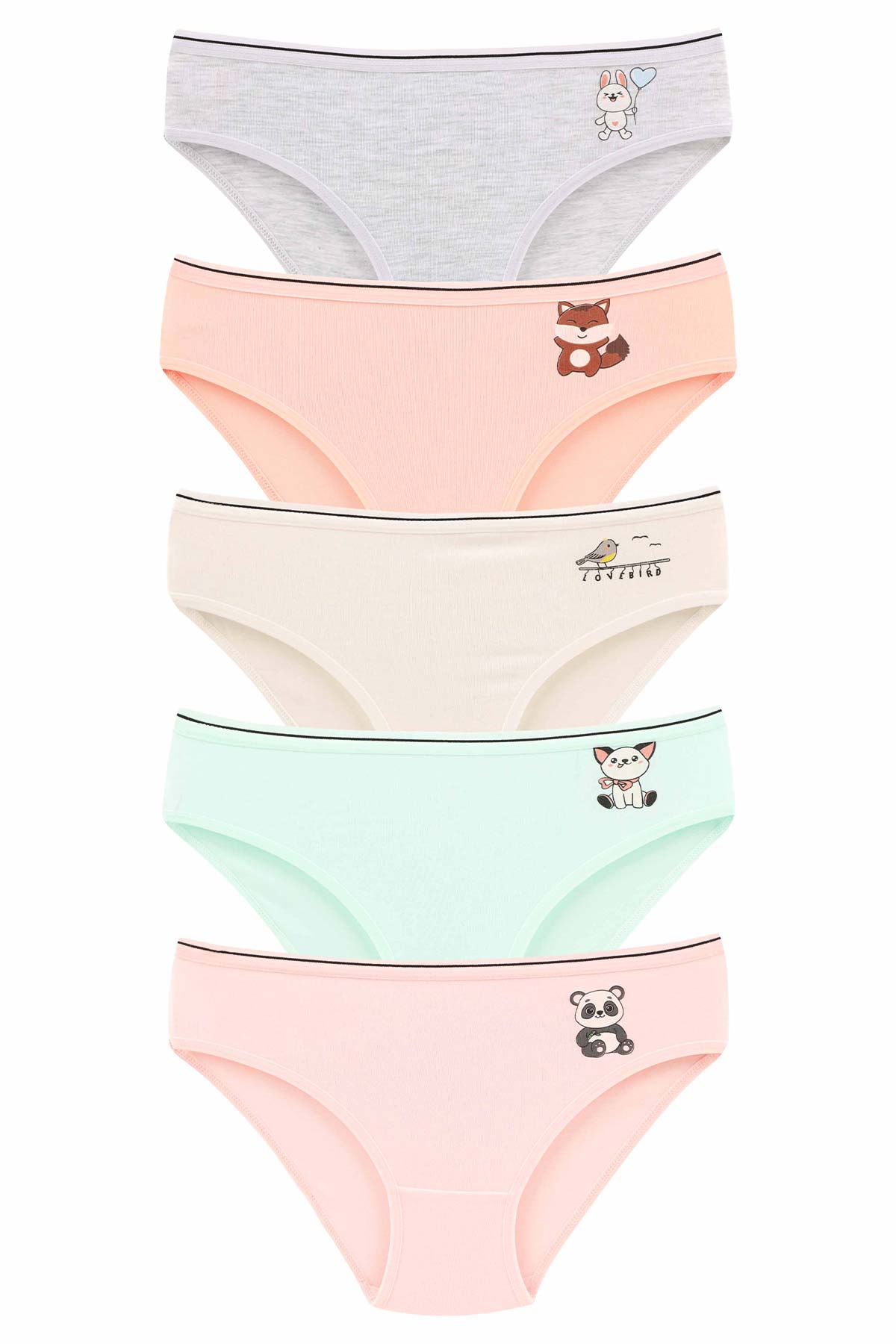 Domi Kız Çocuk Slip Külot Karışık Desenl 7'li Pamuk - Asorti - Thumbnail