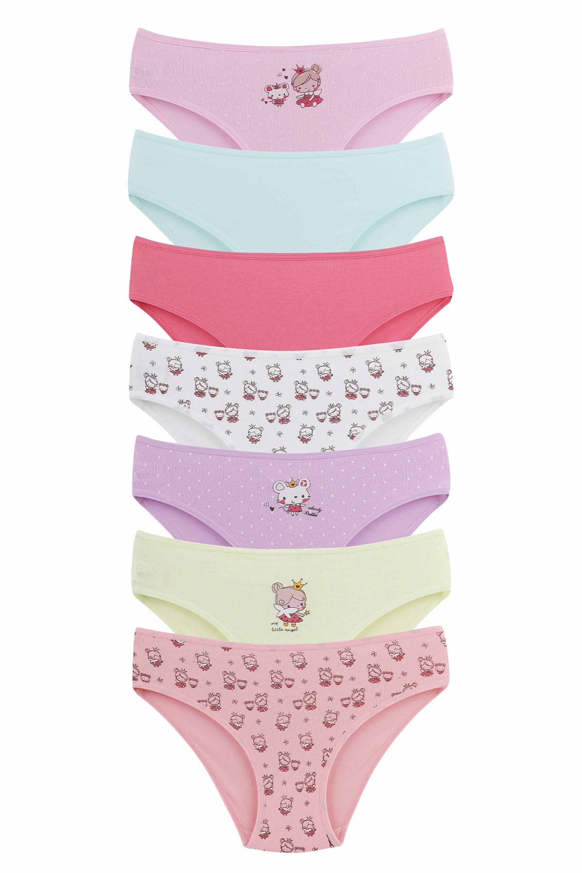 Domi Kız Çocuk Slip Külot Karışık Desenl 7'li Pamuk - Asorti - Thumbnail