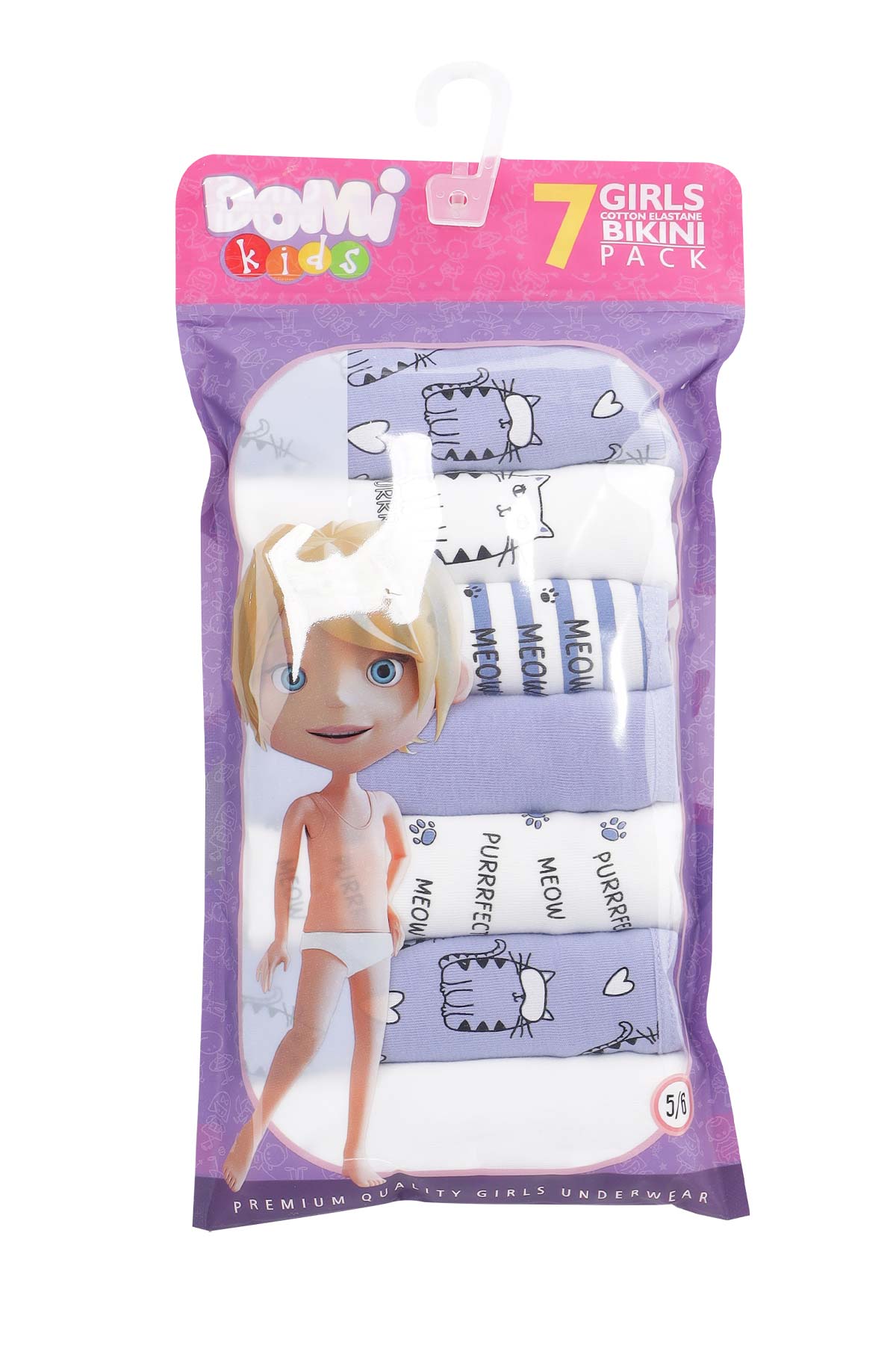 Domi Kız Çocuk Slip Külot Karışık Desenl 7'li Pamuk - Asorti - Thumbnail