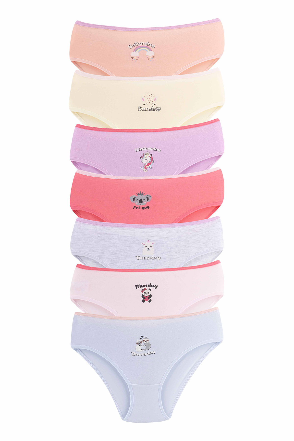 Domi Kız Çocuk Slip Külot Karışık Desenl 7'li Pamuk - Asorti - Thumbnail