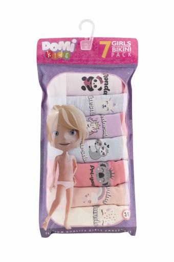 Domi - Domi Kız Çocuk Slip Külot Karışık Desenl 7'li Pamuk - Asorti (1)