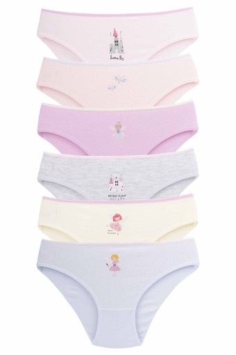 Domi - Domi Kız Çocuk Slip Külot Karışık Desenl 7'li Pamuk - Asorti