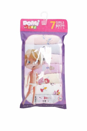 Domi - Domi Kız Çocuk Slip Külot Karışık Desenl 7'li Pamuk - Asorti (1)