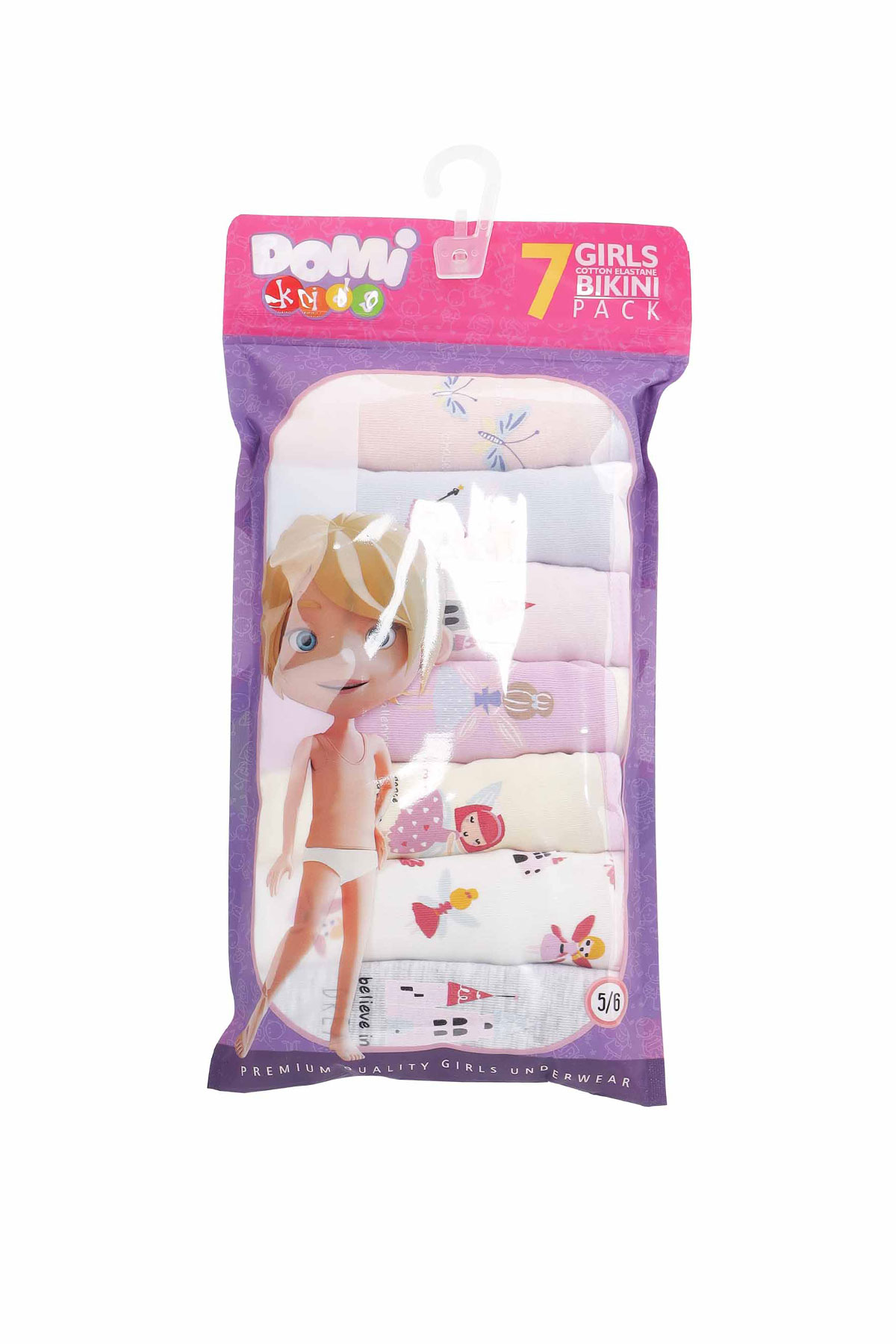 Domi Kız Çocuk Slip Külot Karışık Desenl 7'li Pamuk - Asorti - Thumbnail