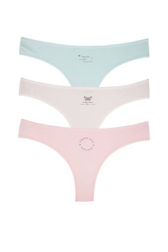 DOMİNANT - Dominant Brazilian Kadın Külot 3'lü Yazılı - Asorti