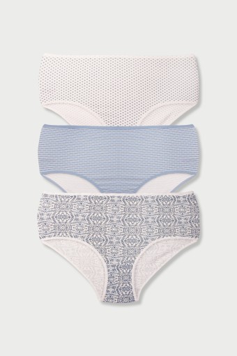 DOMİNANT - Dominant Kadın Bato Külot Büyük Beden 3'lü Desenli - Asorti