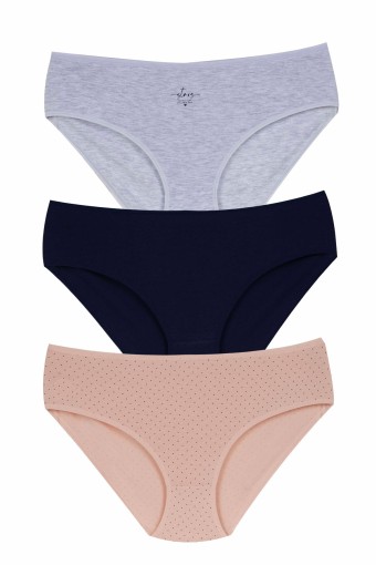 DOMİNANT - Dominant Kadın Bato Külot Büyük Beden 3'lü - Asorti