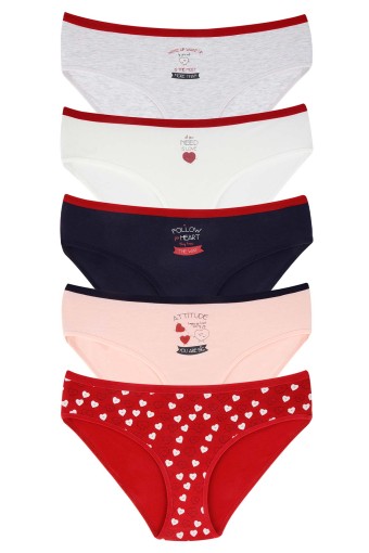 DOMİNANT - Dominant Kadın Bato Külot Büyük Beden 5'li Desenli - Asorti