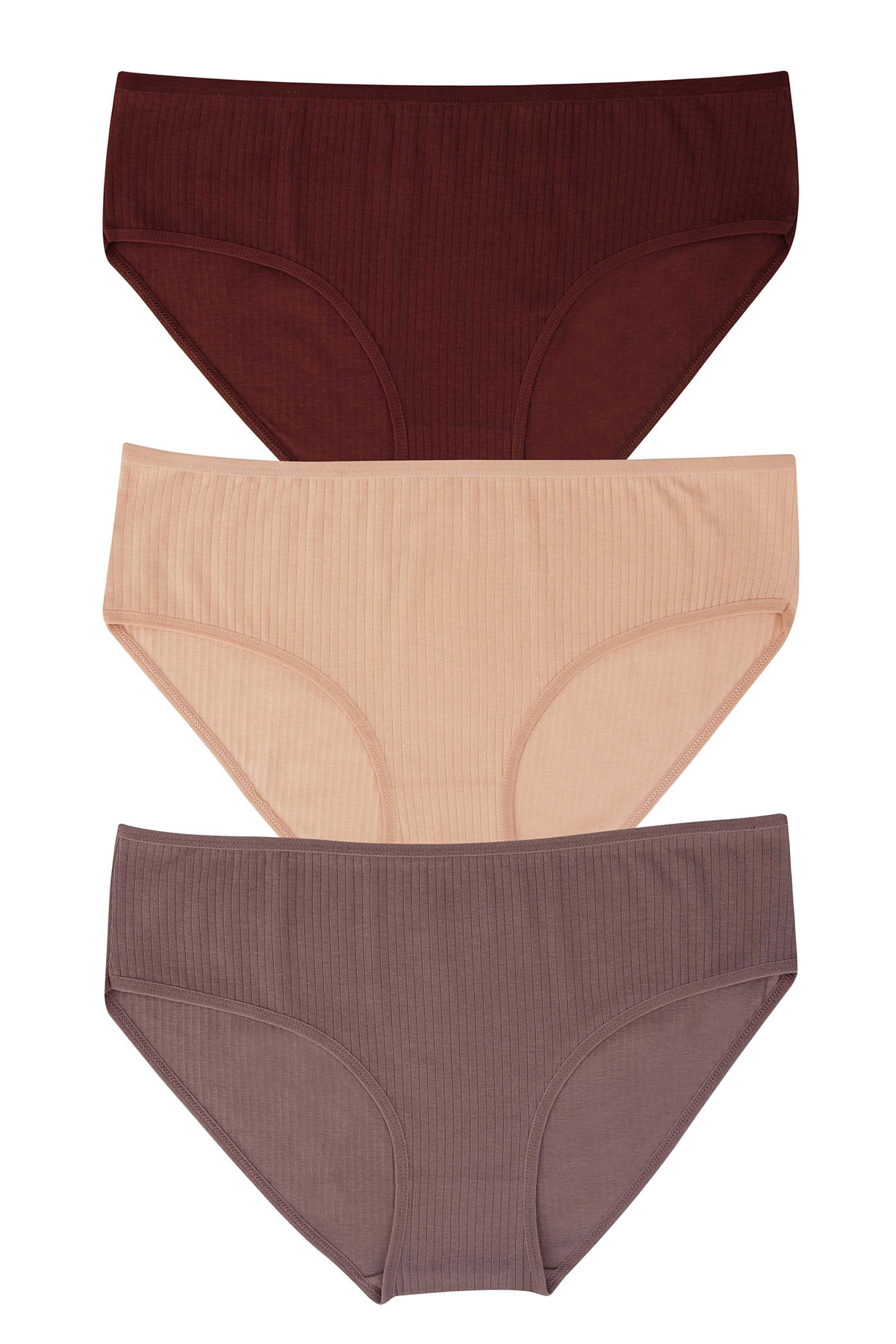 Dominant Kadın Bato Külot Yüksek Bel Büyük Beden 3'lü Pamuk - Asorti - Thumbnail