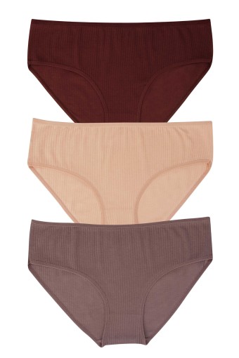 DOMİNANT - Dominant Kadın Bato Külot Yüksek Bel Büyük Beden 3'lü Pamuk - Asorti (1)