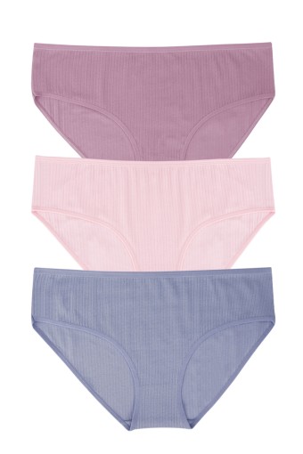 DOMİNANT - Dominant Kadın Bato Külot Yüksek Bel Büyük Beden 3'lü Pamuk - Asorti (1)