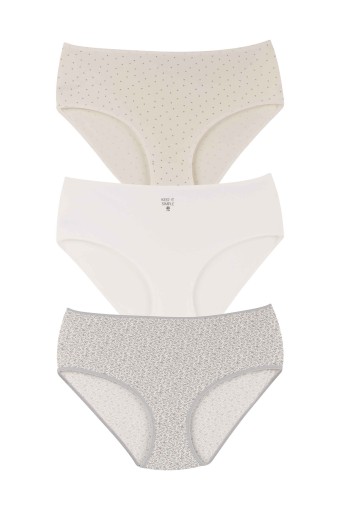 DOMİNANT - Dominant Kadın Bato Külot Yüksek Bel Büyük Beden 3'lü Pamuk - Asorti