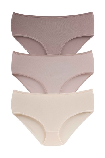 DOMİNANT - Dominant Kadın Bato Külot Yüksek Bel Büyük Beden 3'lü Pamuk - Asorti