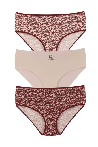 DOMİNANT - Dominant Kadın Bato Külot Yüksek Bel Büyük Beden 3'lü Pamuk - Asorti