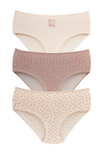 DOMİNANT - Dominant Kadın Bato Külot Yüksek Bel Büyük Beden 3'lü Pamuk - Asorti