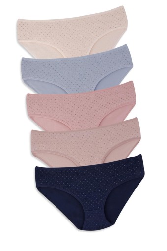 DOMİNANT - Dominant Kadın Bato Külot Yüksek Bel Büyük Beden 5'li Pamuk - Asorti