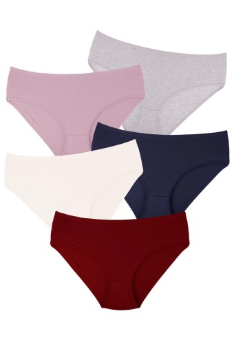 DOMİNANT - Dominant Kadın Bato Külot Yüksek Bel Büyük Beden 5'li Pamuk - Asorti