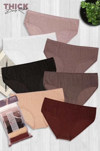 DOMİNANT - Dominant Kadın Bato Külot Yüksek Bel Büyük Beden 7'li Pamuk - Asorti (1)
