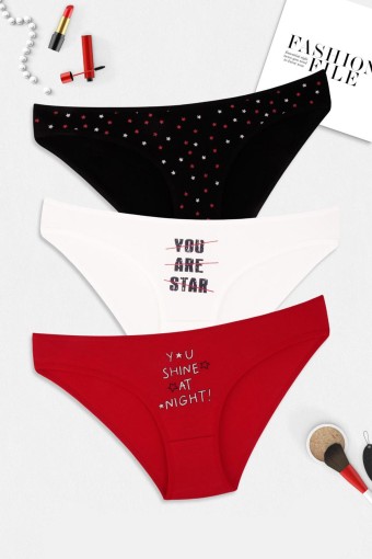 DOMİNANT - Dominant Kadın Bikini Külot 3'lü - Asorti