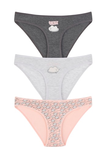 DOMİNANT - Dominant Kadın Bikini Külot 3'lü - Asorti