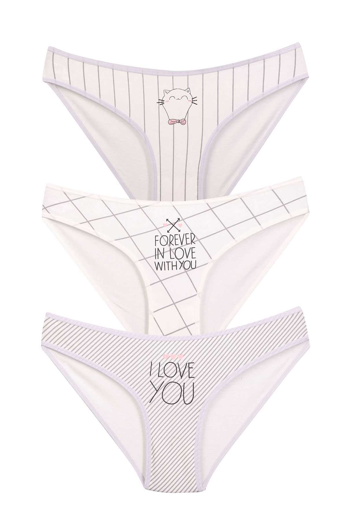 Dominant Kadın Bikini Külot 3'lü - Asorti - Thumbnail