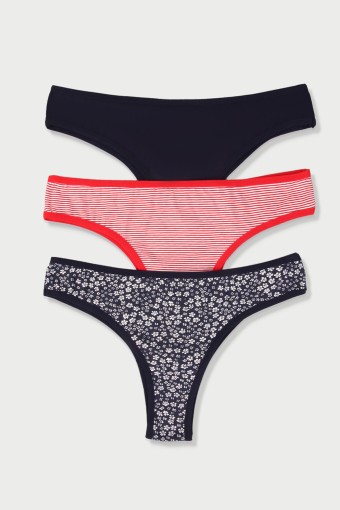 DOMİNANT - Dominant Kadın Brazilian Külot 3'lü - Asorti