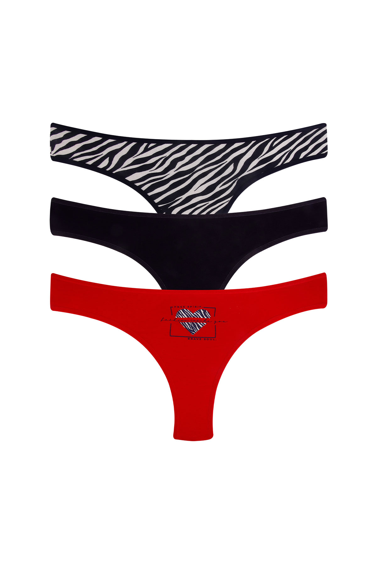 Dominant Kadın Brazilian Külot 3'lü Desenli - Asorti - Thumbnail